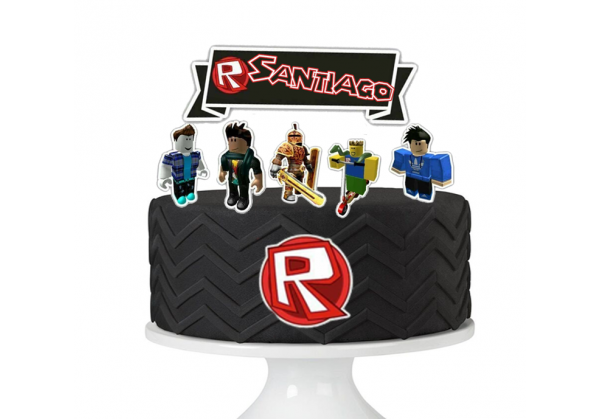 Topo Topper de Bolo Personalizado Roblox P/ Impressão