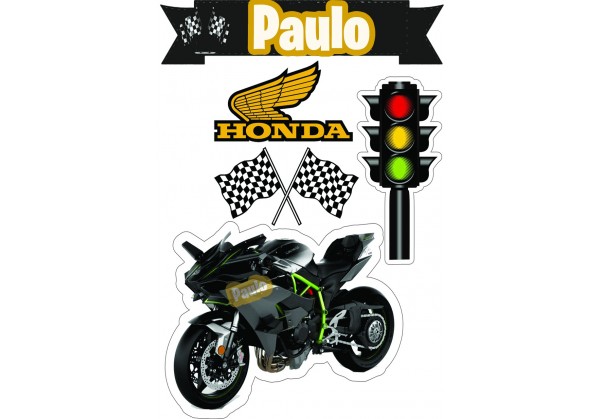 Topo de Bolo Personalizado Moto