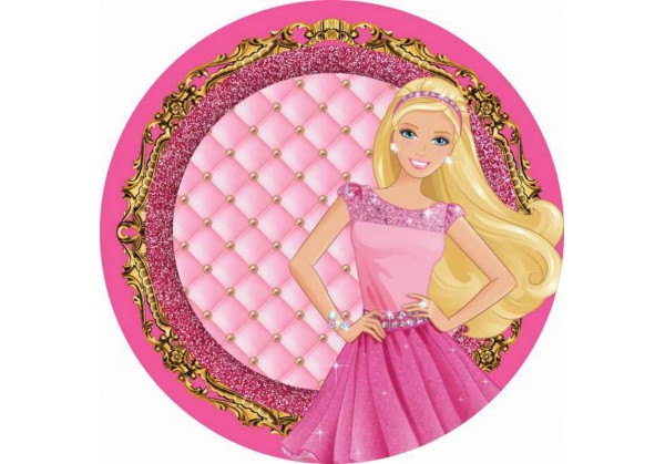 Disco de pasta açúcar para bolos personalizado Barbie