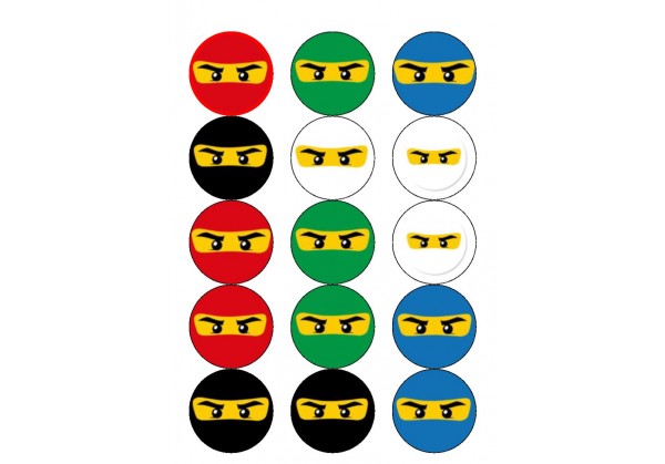 Mini discos em hóstia para cupcakes Ninjago