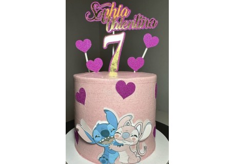 Topper para bolos Stitch e Angel personalizado