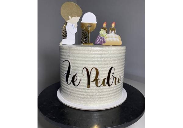 Topper para bolos comunhão personalizado